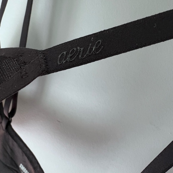 NWT Aerie Bra Womens S- SMOOTHEZ Mesh Sheer Lightweight Lounge Bralette Black - Picture 2 of 6